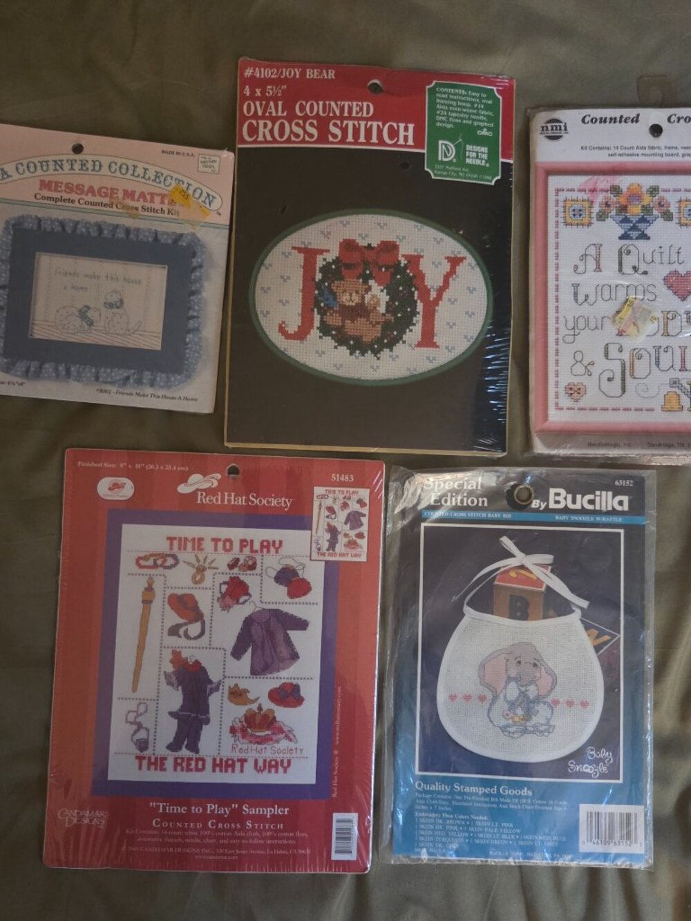 VTG Craft Kit Lot of 5 New Sealed Cross Stitch Bucilla Candamar Designs Needle